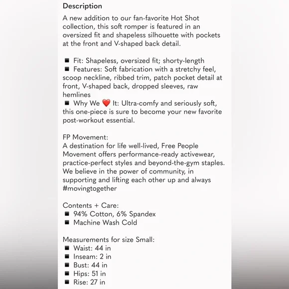 FREE PEOPLE MOVEMENT HOT SHOT TEE ROMPER in Clove NWT sz XS, S, M, L - Picture 8 of 8